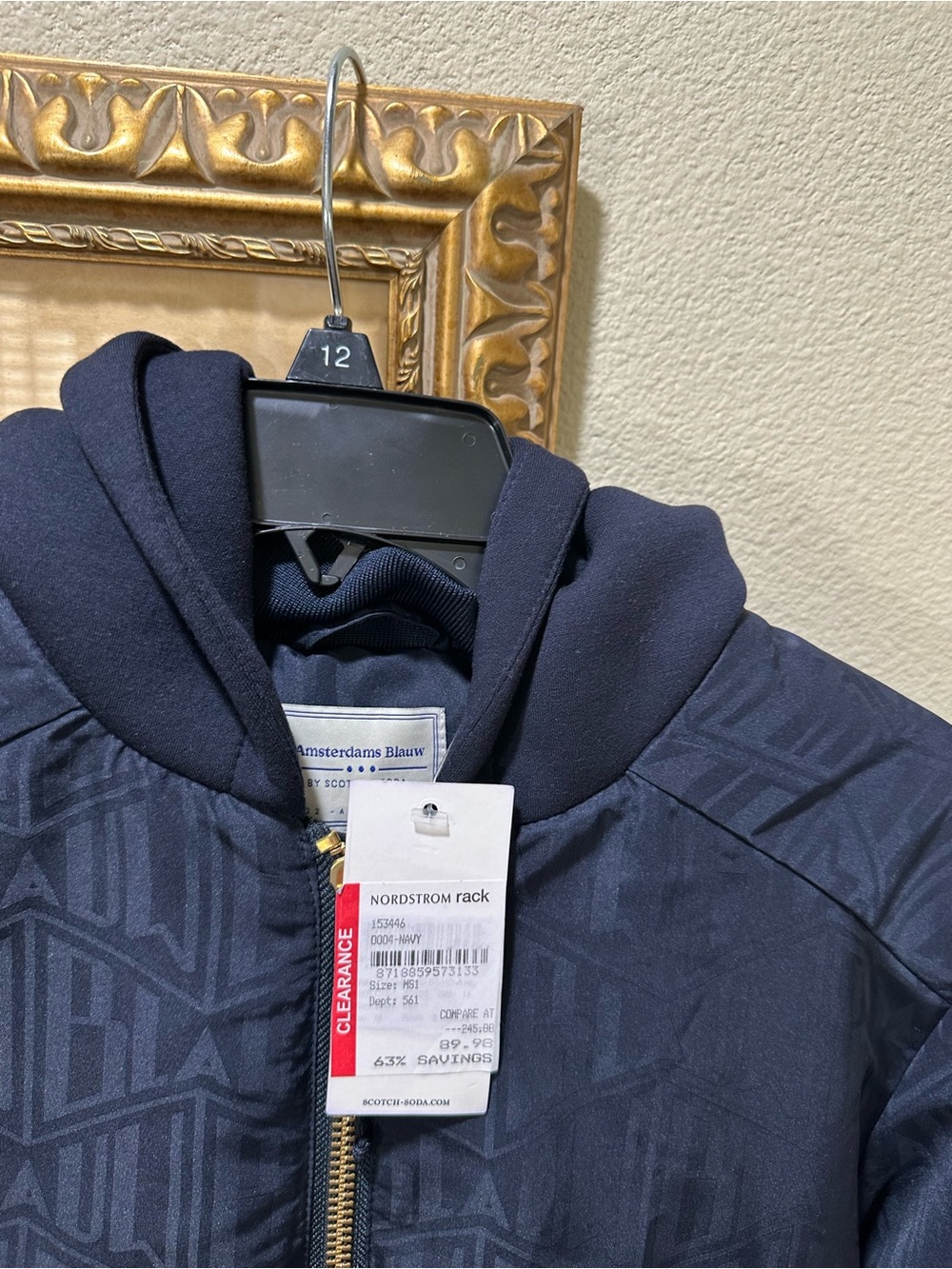Scotch & Soda Amsterdams Bluaw Men’s Bomber Jacket Hood Navy Blue NWT size M - Picture 5 of 11